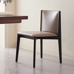 马鞍皮白蜡木意式极简porada餐椅无扶手阳台岛台椅高级感简约椅子