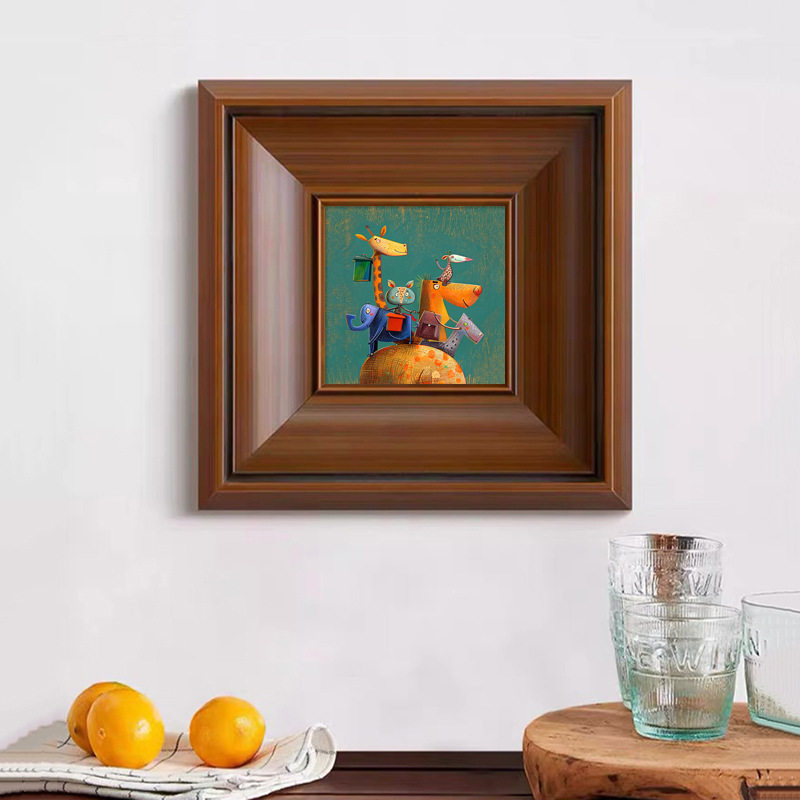 小众艺术中古风客厅抽象趣味动物装饰画复古木纹高级餐厅卧室挂画,电子元器件市场,电线扎带/束线带,淘宝优惠券,粉丝福利购,淘宝优惠卷