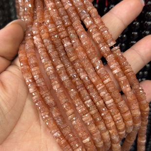 5*2mm天然金太阳石散珠切面圆隔片金草莓晶 算盘珠刻面车轮串