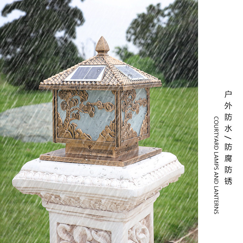 太阳能柱头灯 LED亮化小区花园别墅大门柱子灯工程户外庭院围墙灯