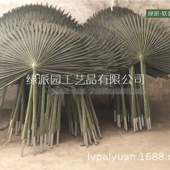 摄影道具仿真棕榈树叶 商业装饰人造棕榈树叶扇葵叶 假扇形棕叶子