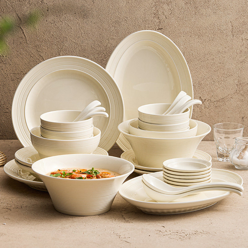 速发优格奶新风碗碟套装家用盘子碗2025筷款乔迁陶瓷餐具碗油组合