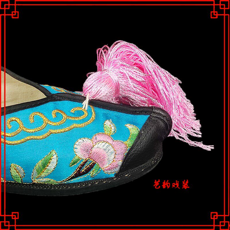 速发戏曲平底彩鞋戏剧京剧青衣花旦绣花彩鞋古装小姐丫鬟绣花鞋底