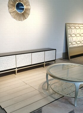 速发zx美长实木贝壳高款2地电视柜黑色新古典简约落025客厅式条地