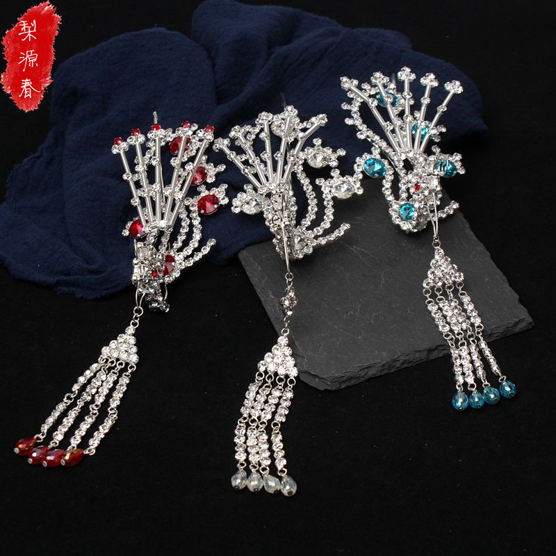 速发戏曲头饰水钻双光头面蝴蝶偏凤青衣花旦小姐京越剧旦角包头鬓