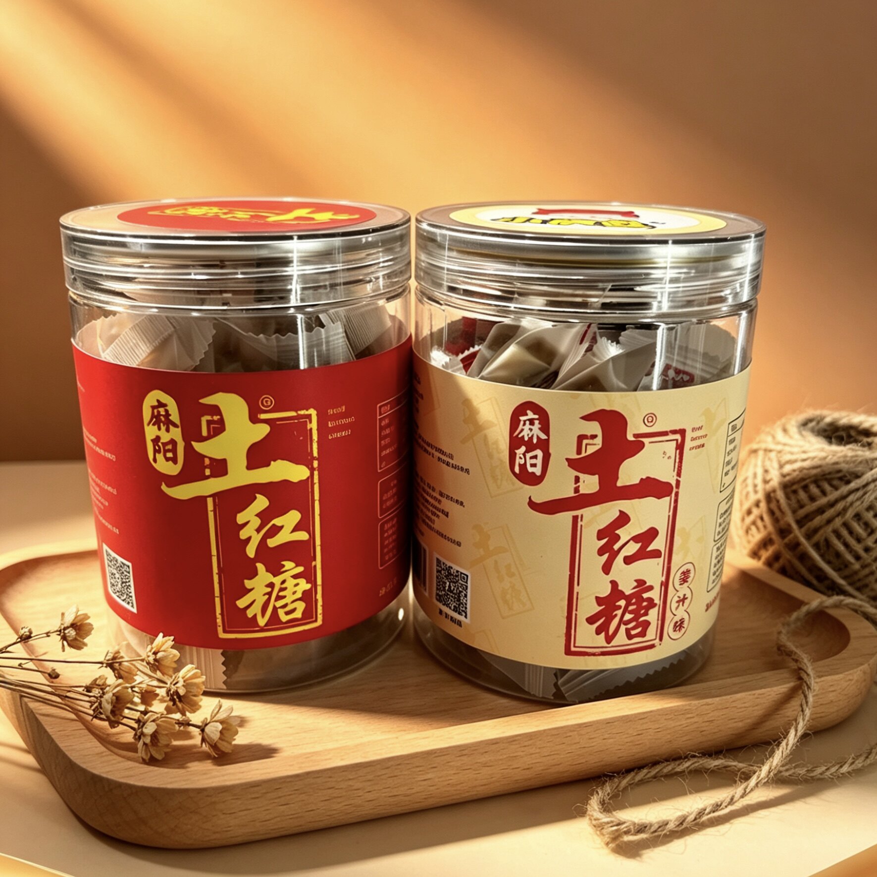 湖南特产 小魔头 麻阳土红糖 原味/姜汁味 自选一款 110克/罐 - 实物图