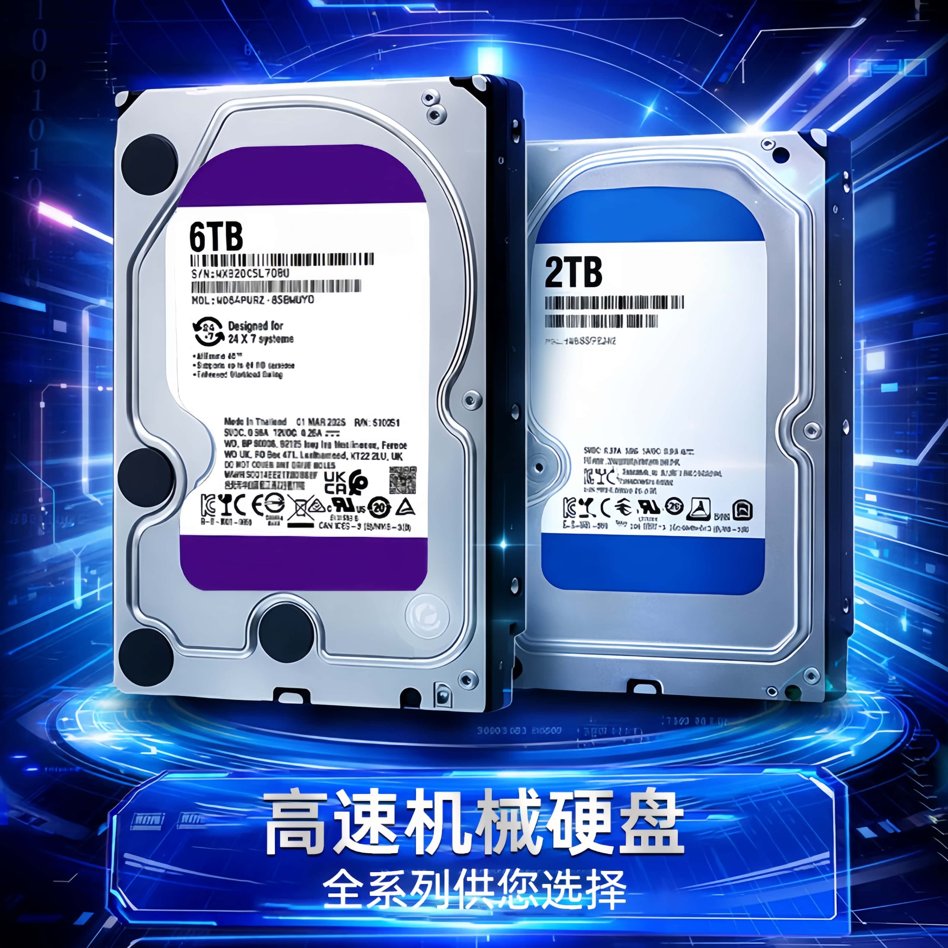 企业级机械硬盘500GB/1T/2T/3T/4T6T台式机电脑监控NAS奋鹤