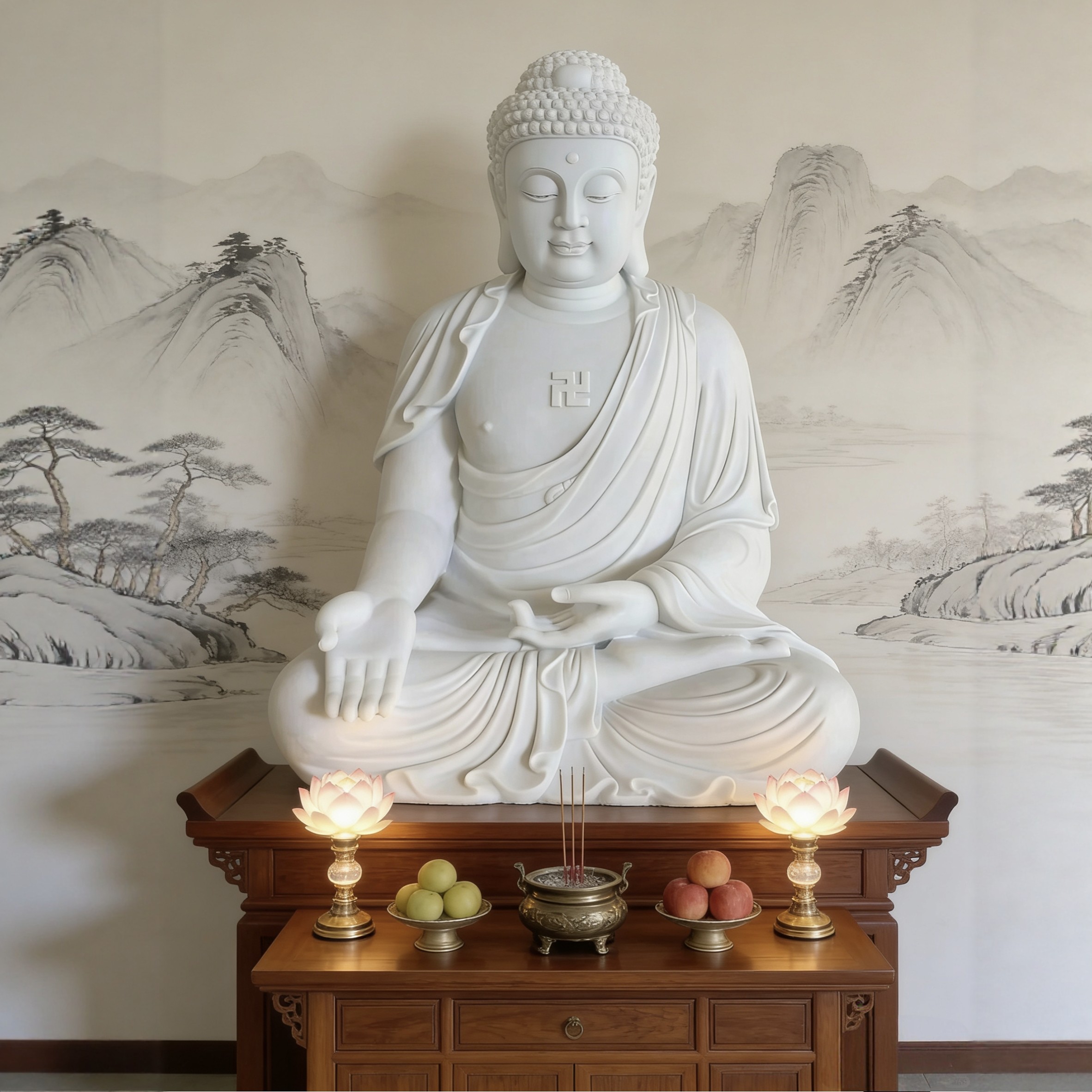 汉白玉观音石雕佛像滴水观世音菩萨雕塑家用摆件寺庙大型雕刻