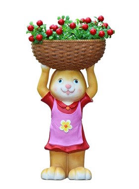 户外花园庭院装饰别墅花盆园林景观雕塑卡通兔子花T缸阳台创意摆