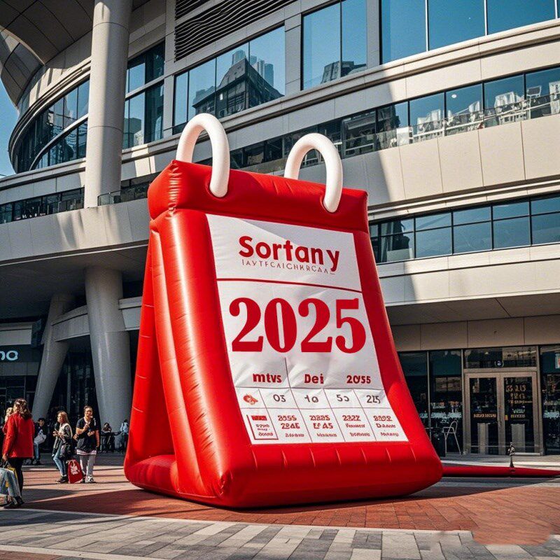 定制户外巨型2025年充气日历气模商业街户外拍照打卡引流新年美陈