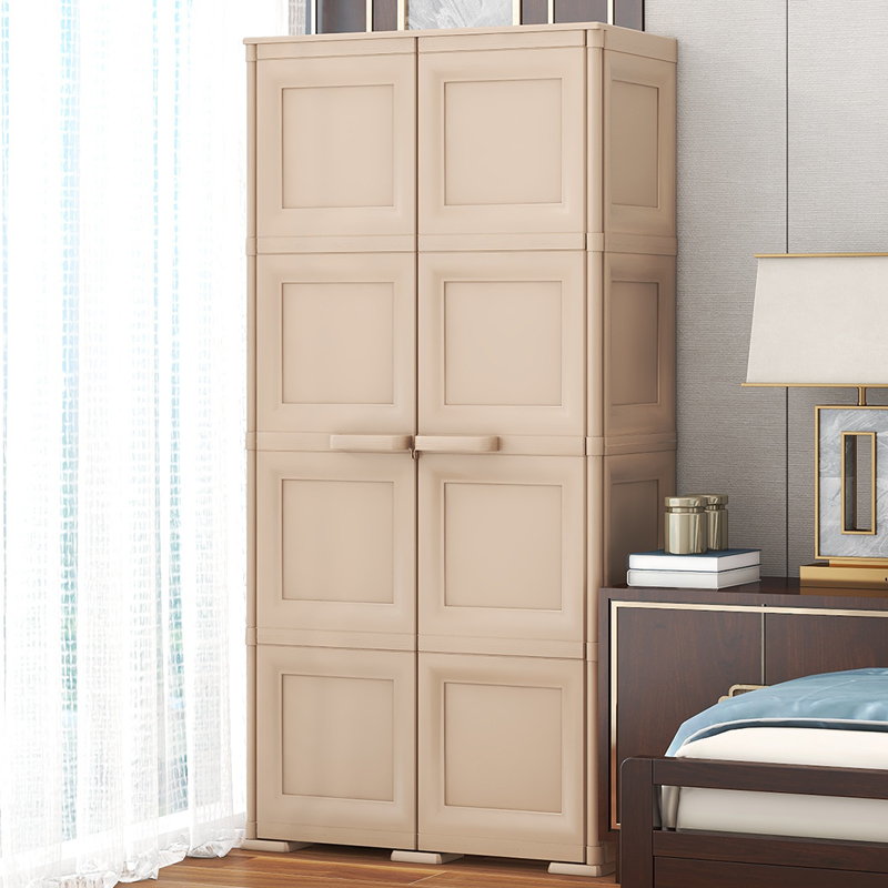 简易儿童衣柜家用卧室简约现代宝宝衣橱出租N房双开门塑料收纳柜