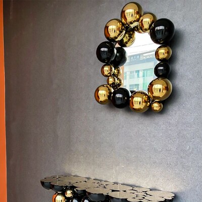 Bocadolobo气球镜意式轻奢风不锈钢泡泡装饰镜高端设计师玄关镜子