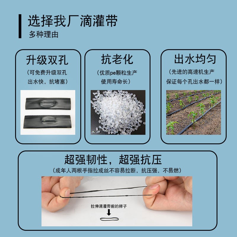 新型滴灌带16mm贴片式灌溉水管大棚蔬菜K浇地滴管农用滴灌全套设