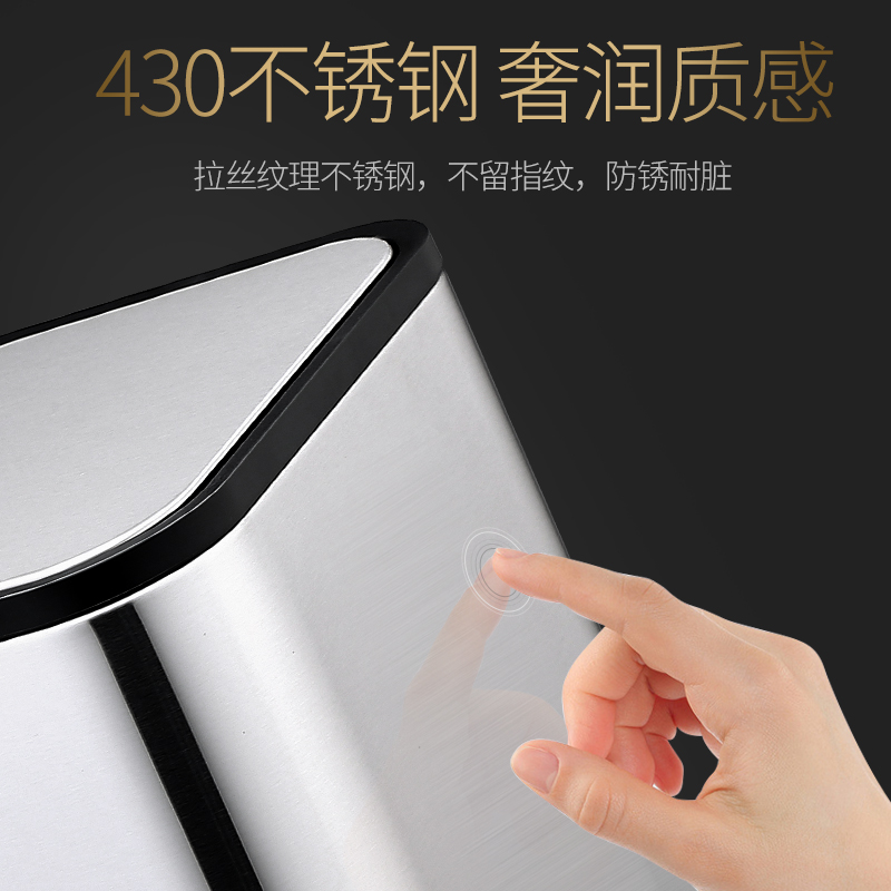 JAH厨房分类垃圾桶家用北京干湿分离不锈钢大号脚踏X带盖双桶脚踩