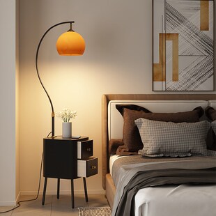 法式中古风落地灯客厅卧室轻奢高级沙发旁边几床头柜复古台灯一体