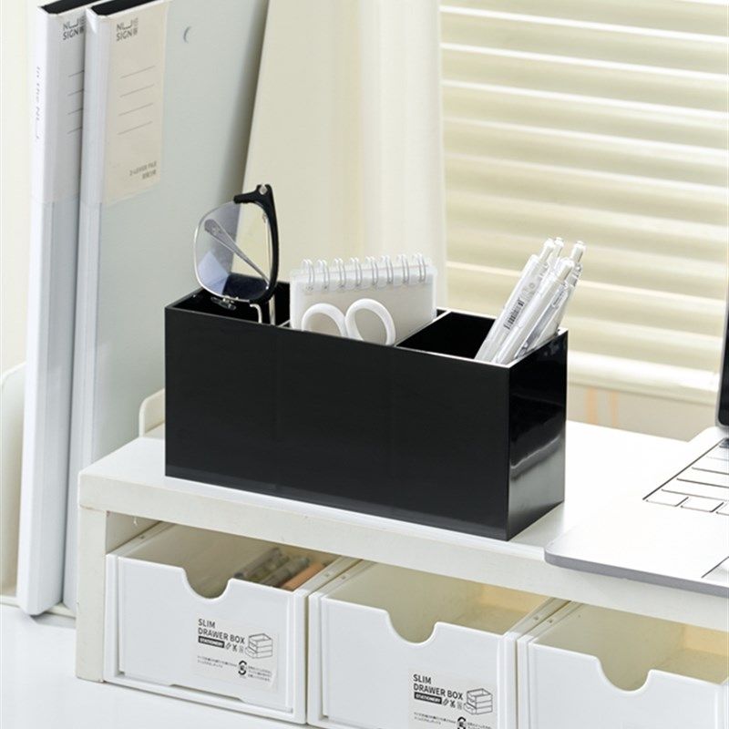 化妆刷笔筒收纳盒压克力黑色分格学生文具桌面小对象整理置物盒,收纳整理,化妆刷收纳盒/桶,淘宝优惠券,粉丝福利购,淘宝优惠卷