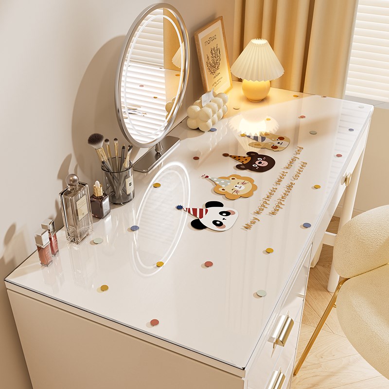 透明梳妆台c桌垫轻奢高级感化妆美甲桌面保护垫防水防油软玻璃桌