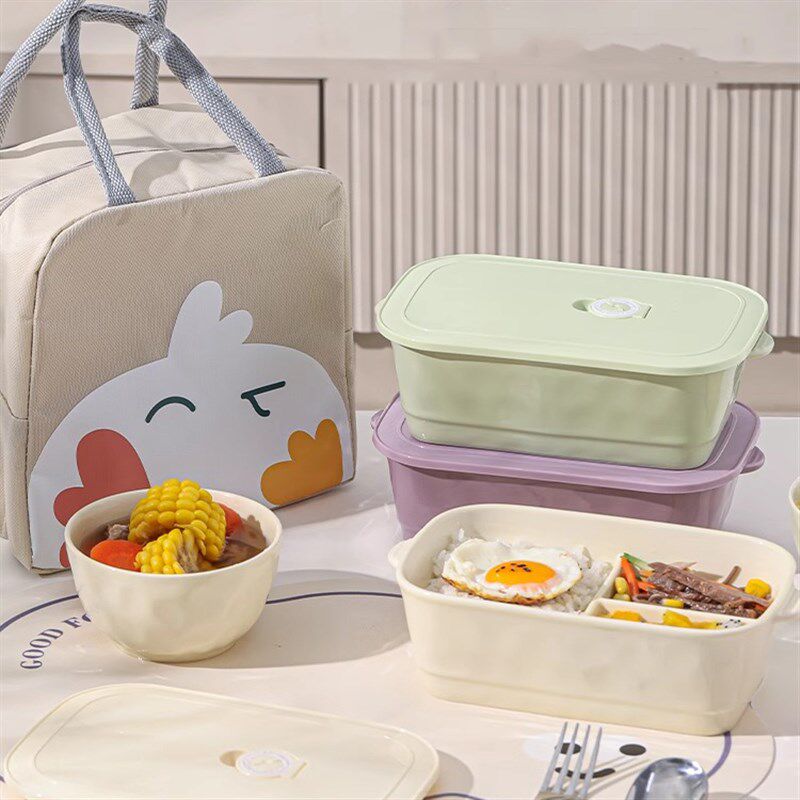 陶瓷饭盒微波炉专用上班族分格饭盒带盖子学生微波炉加热可携式便