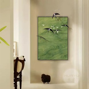 燕子挂饰法式中古风客厅装饰画入户正对门玄关画现代简约艺术挂画