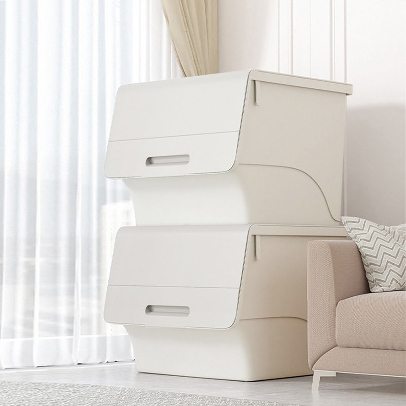 可叠加收纳河马式翻盖箱宝宝衣柜箱整理玩具储物柜斜口箱收纳柜