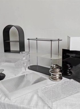 黑色透明亚克力甜品台架子摆台摆件茶歇甜L品台架子置物架摆台摆