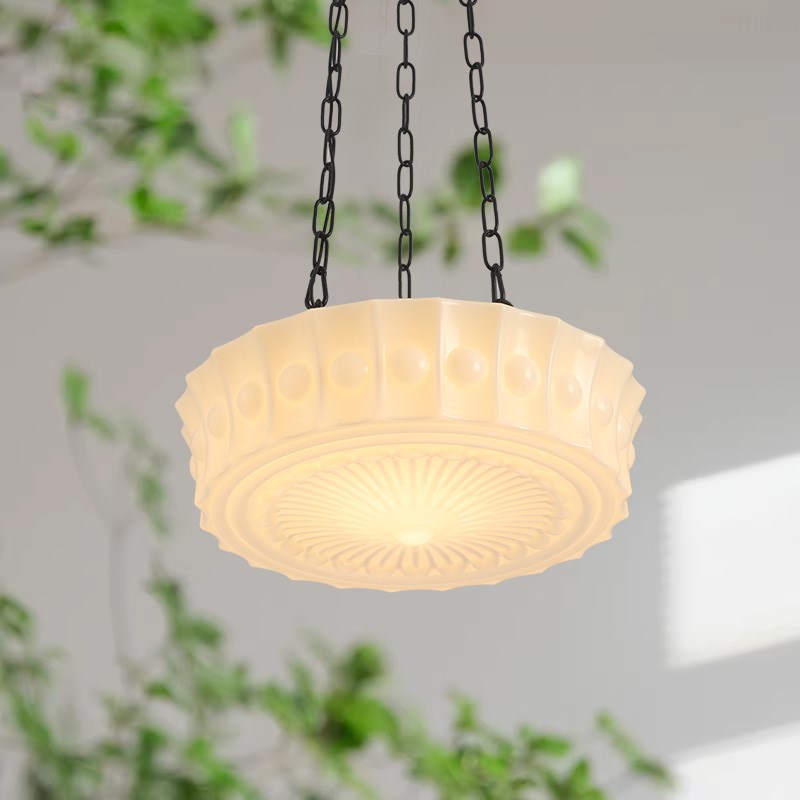 玻璃奶油风卧室吸顶灯法式复古海C派老上海洋房书房餐厅入户吊灯