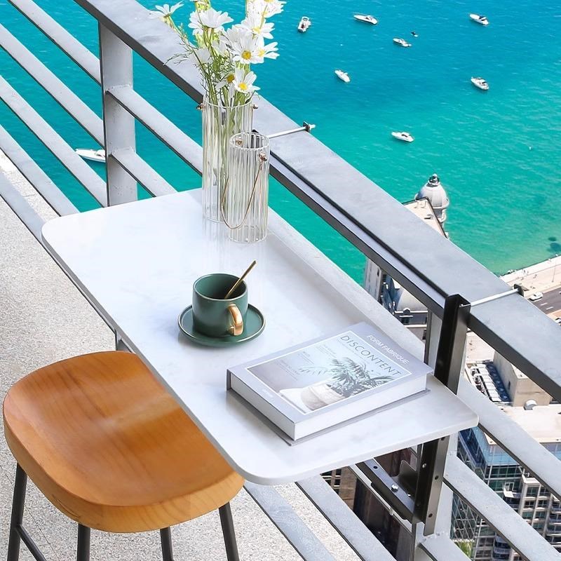 阳台栏杆挂桌悬挂小吧q台桌折叠桌家用电脑桌户外创意休闲升降书