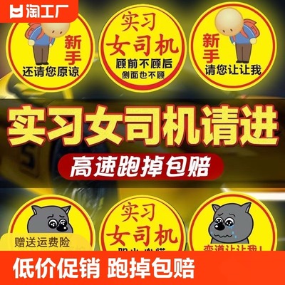 实习女司机新手上路磁性贴车贴
