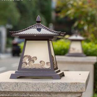 新款太阳能柱头灯防水户外新中式庭院别墅草坪围墙柱子灯景观亮化