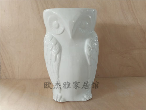 猫头鹰陶瓷凳落地摆件梳妆凳换鞋凳绣墩瓷墩北欧凳子座椅客厅凳子