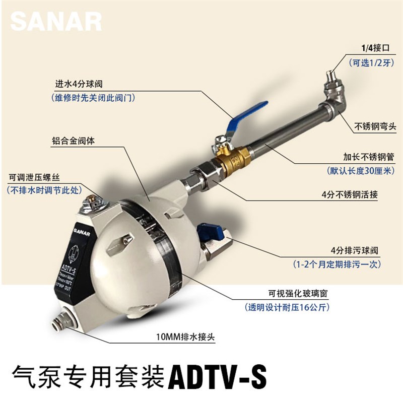 球形圆球空压机自动排水器AOK/HAD20B储气罐可视浮球排污阀ADTV-S
