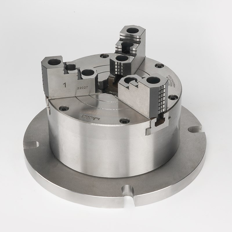 玖鑫江立式三爪气动卡盘高精度夹具标配硬爪工厂机床加工中心