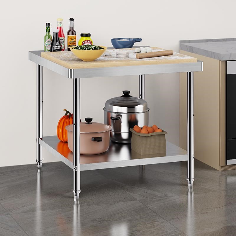 定做双层不锈钢工作台厨房操作台商用打荷台灶台架切菜案板桌