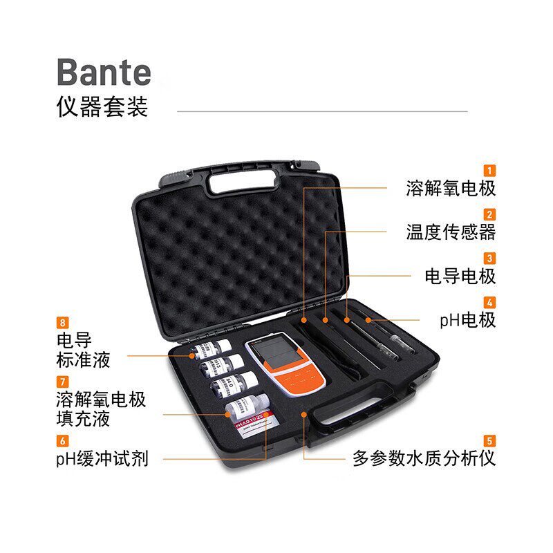 般特溶解氧仪电导率仪Bante904P盐度TDS电阻率仪多参数水质分析仪