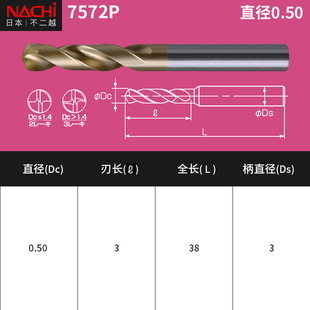 进口日本nachi不二越钻头超硬7572P粉末高速钢直柄不锈钢麻花钻