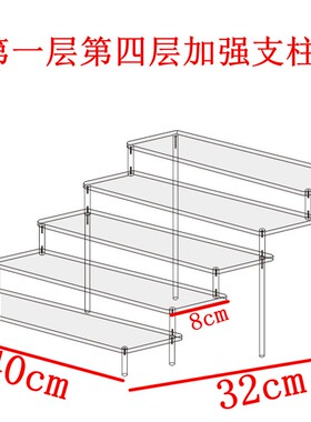 亚克力透明多层展示架 手办模型专用阶梯架 可订制香水收纳架