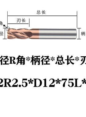 加长钨钢牛圆鼻铣刀55度4刃合金8R0.2/10R2/12R1.5R0.5/16R3/20R1