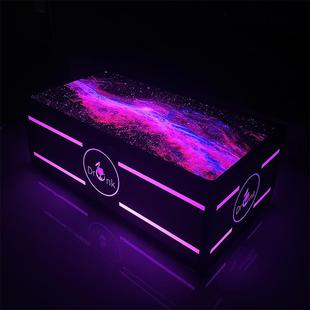现货ktv茶几发光欧式 七彩灯光酒吧台钢化玻璃不锈钢茶几桌子 包邮