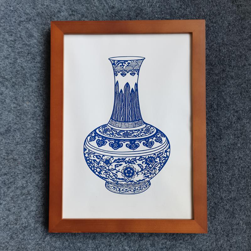 青花瓷剪纸摆件相框镜框挂画中国风中式装饰画幼儿园酒店布置图片