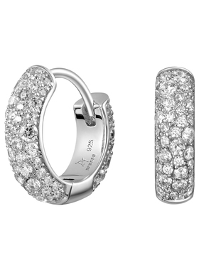 APORRO 轻奢珠宝 满镶大小钻 925银耳环 情侣款明星同款送礼礼盒