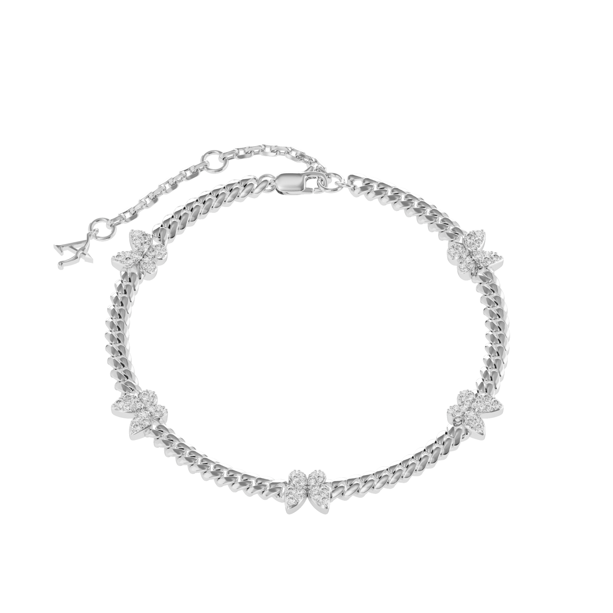 APORRO 蝴蝶系列 3mm满镶钻古巴手链【2条叠戴套装】可调节百搭