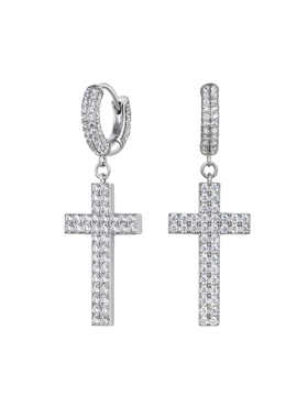 APORRO  925银 十字架耳环情侣款满镶小众百搭情侣同款礼盒