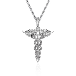 APORRO 蛇年双蛇商神权杖灵蛇镶钻吊坠项链 生肖送礼男女情侣同款