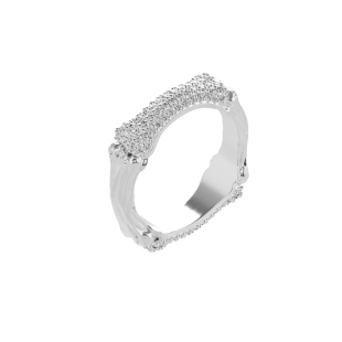 APORRO X骷髅系列6mm满镶钻骨头戒指 小众个性设计复古 镀18K白金