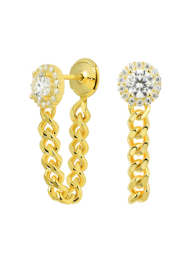 APORRO 圆链925银莫桑钻耳环耳钉耳饰气质轻奢简约大气高级感情侣