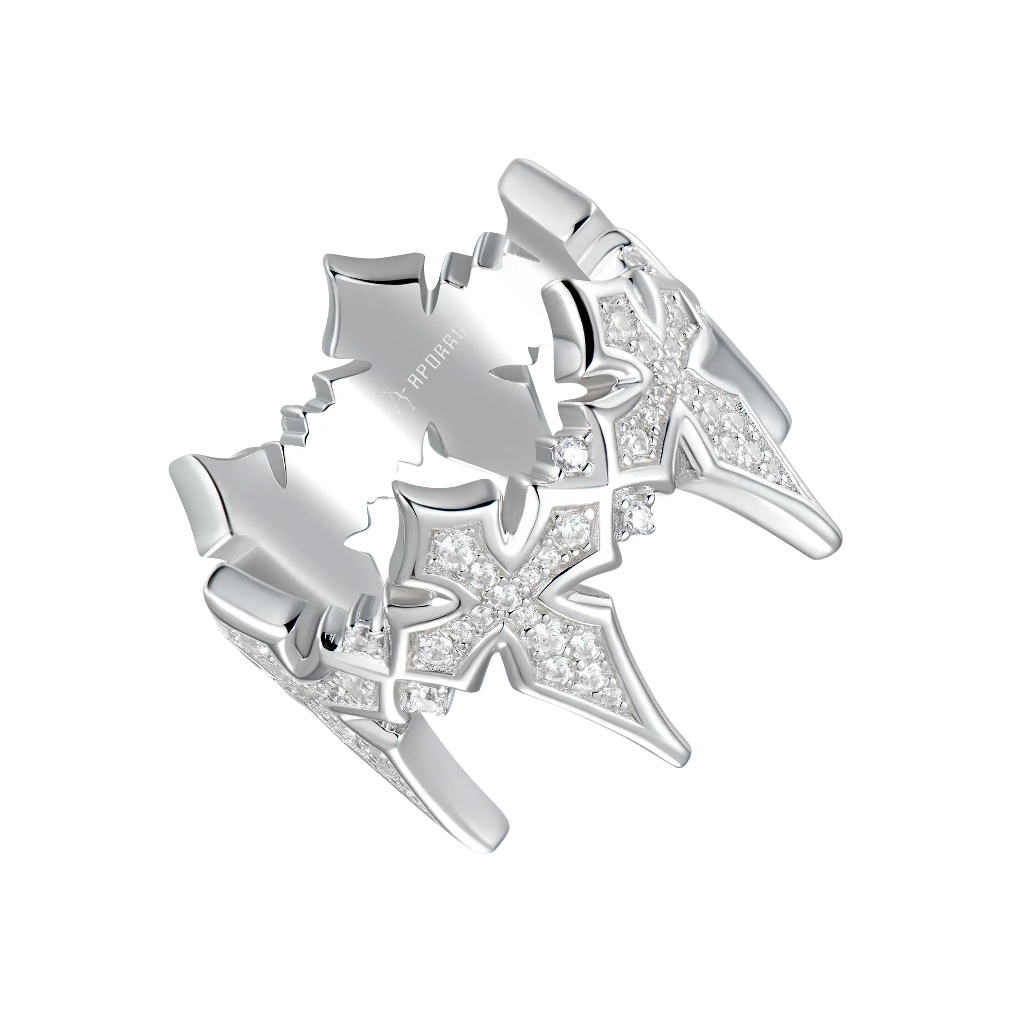 APORRO 皇冠十字架满镶戒指 复古小众轻奢质感个性百搭男女同款