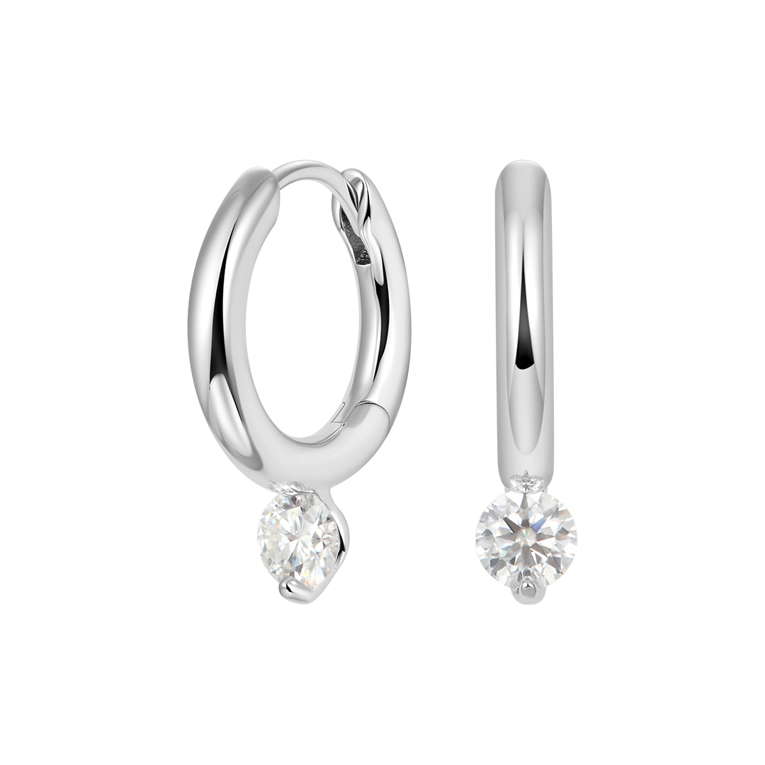 APORRO925银情侣款简约单钻耳环
