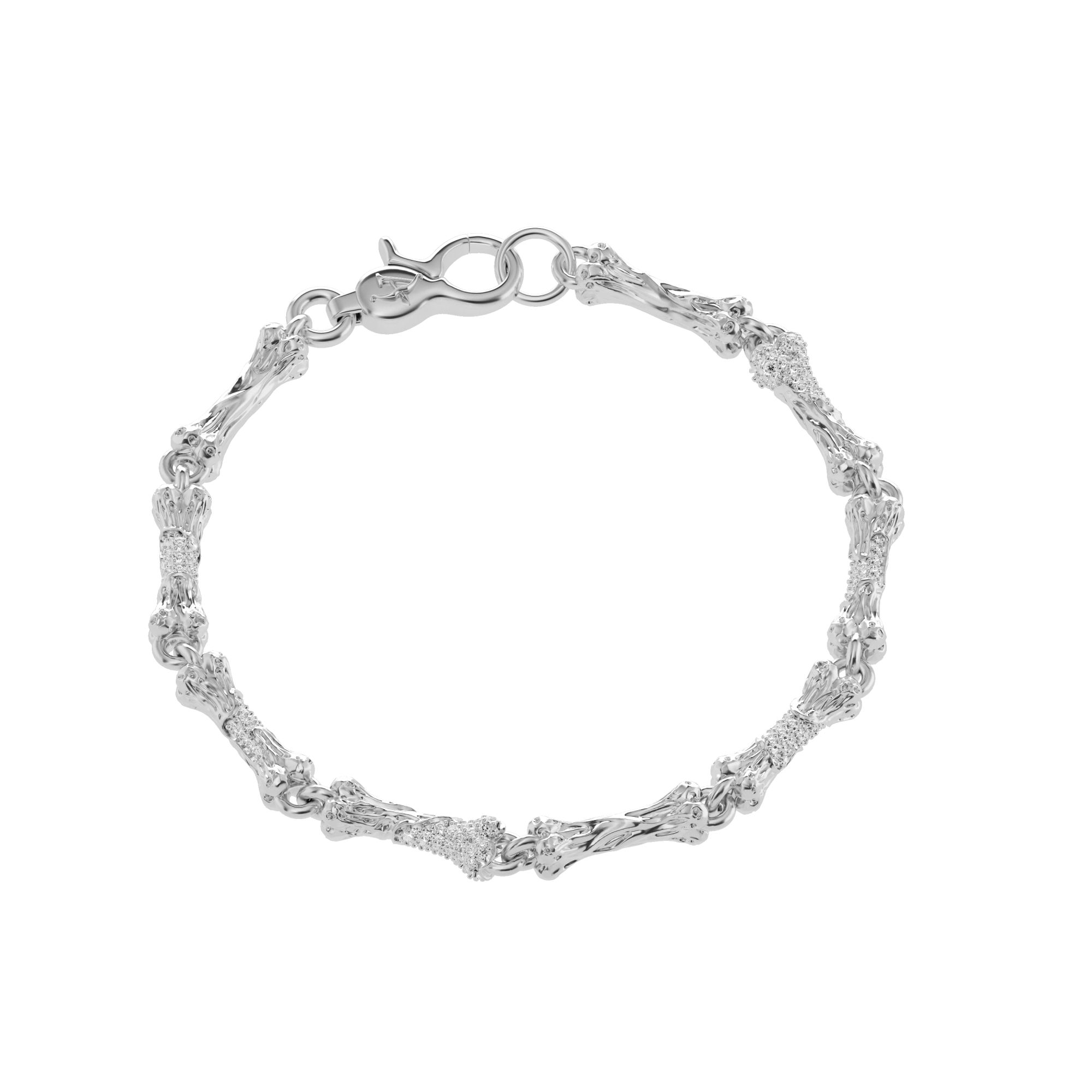 APORRO X骷髅系列 5mm镶钻骨头拼接手链 小众设计质感复古