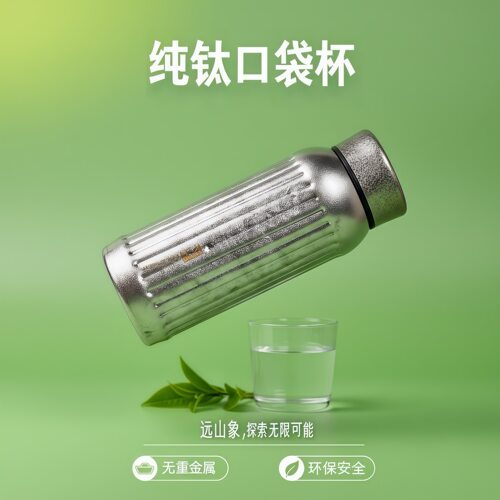 远山象纯钛口袋杯230ml礼盒装双层罗马柱便携创意真空保温杯