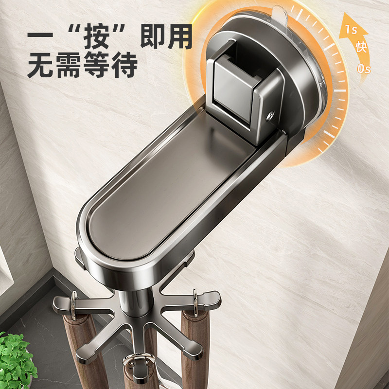 速发厨房旋转吸免挂钩太空铝盘打孔壁挂式置物架锅子勺铲收纳挂架